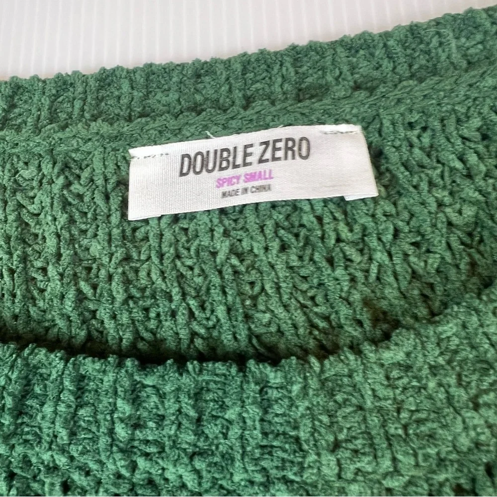 Double Zero Green Shaker Knit Crop Sweater, Size Small Junior - Picture 3 of 10